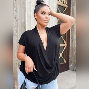 NWT Deep V cowl neck shirt